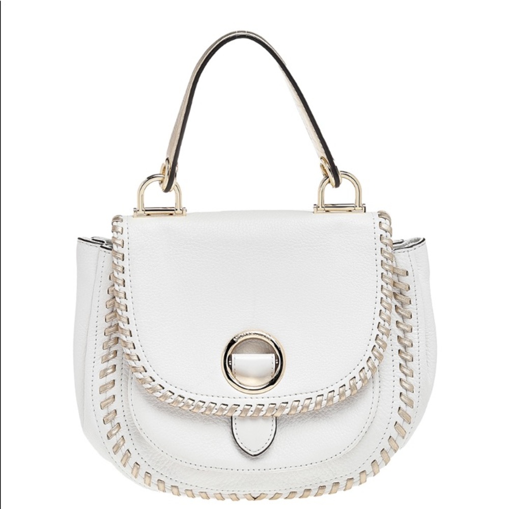 NWT Michael Kors Isadore Medium Top Handle Messenger Summer White Satchel Bag